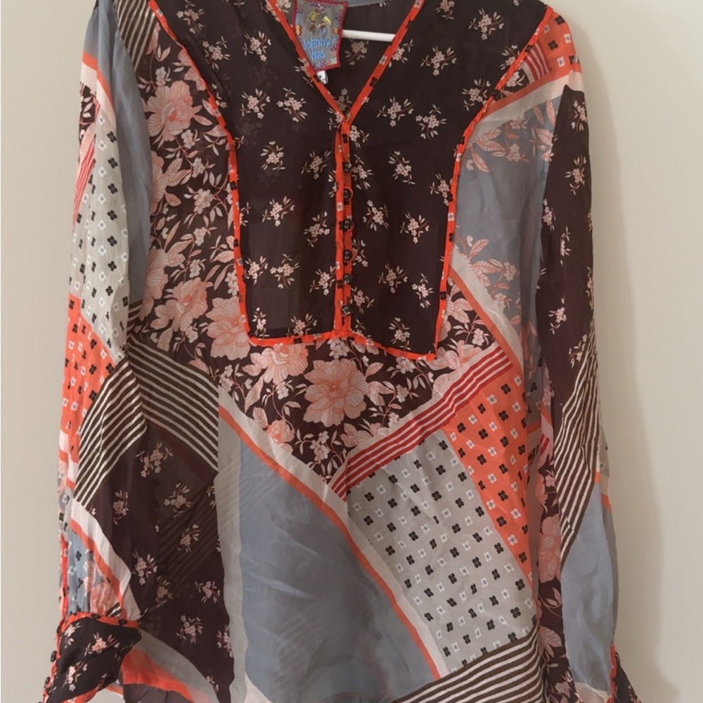 Johnny Was Multicolor Patchwork Blouse - image 3
